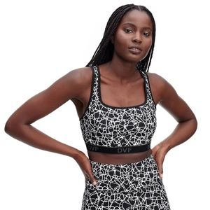 Women's Racerback Cracked Glass Black/White Sports Bra - DVF for Target